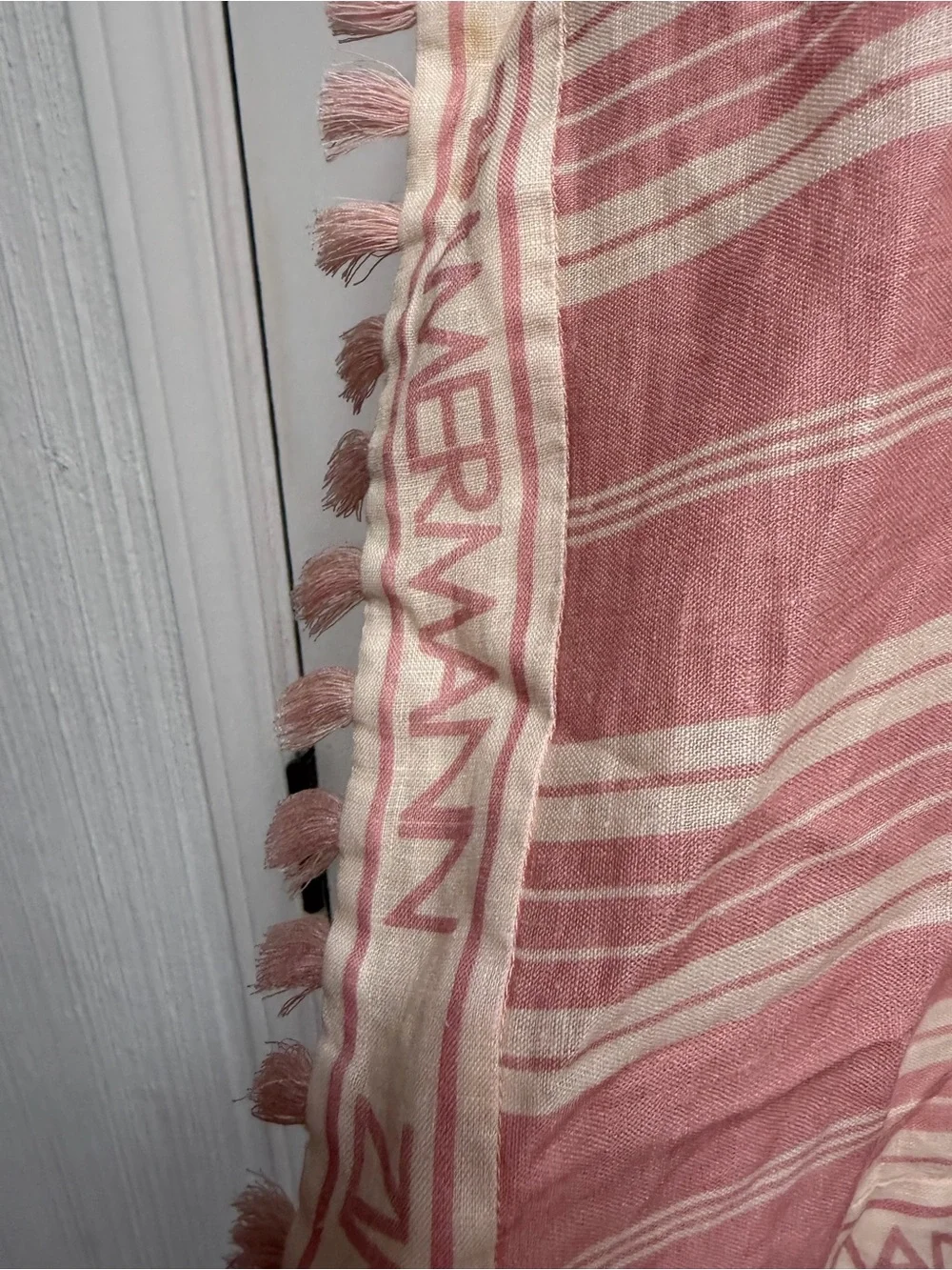 Zimmerman Kids Hooded Poncho Top in Dusty Pink Stripe 10